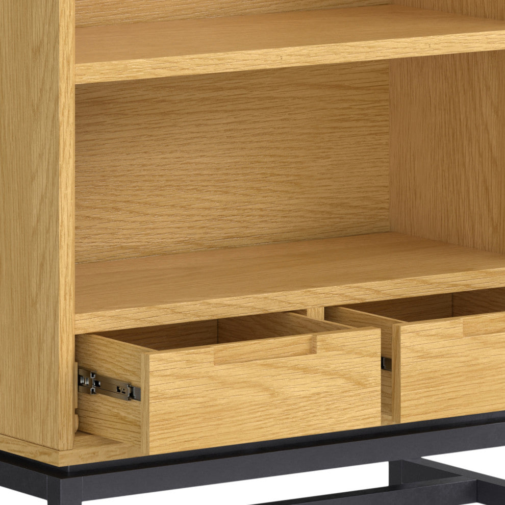 Banting SOLID HARDWOOD Mid Century Bookcase, Oak Veneer