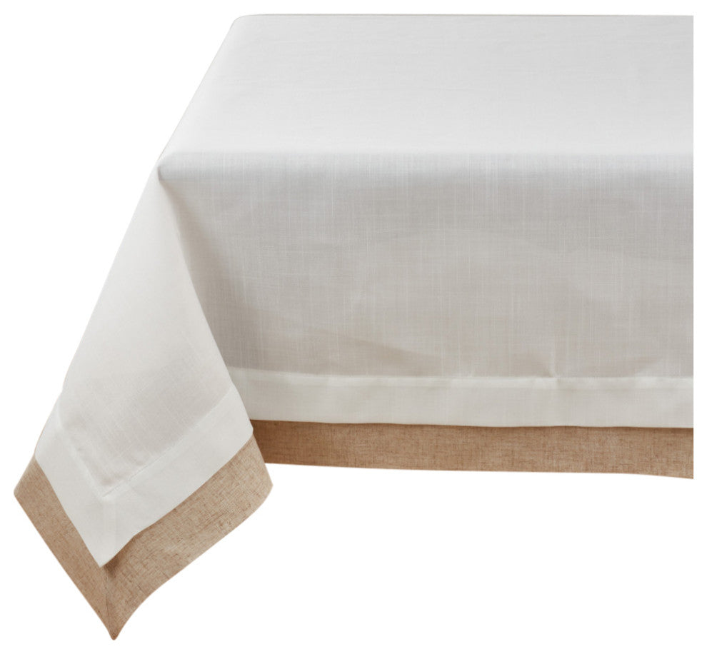 Double Layer Design Tablecloth, Ivory, 67"x67"