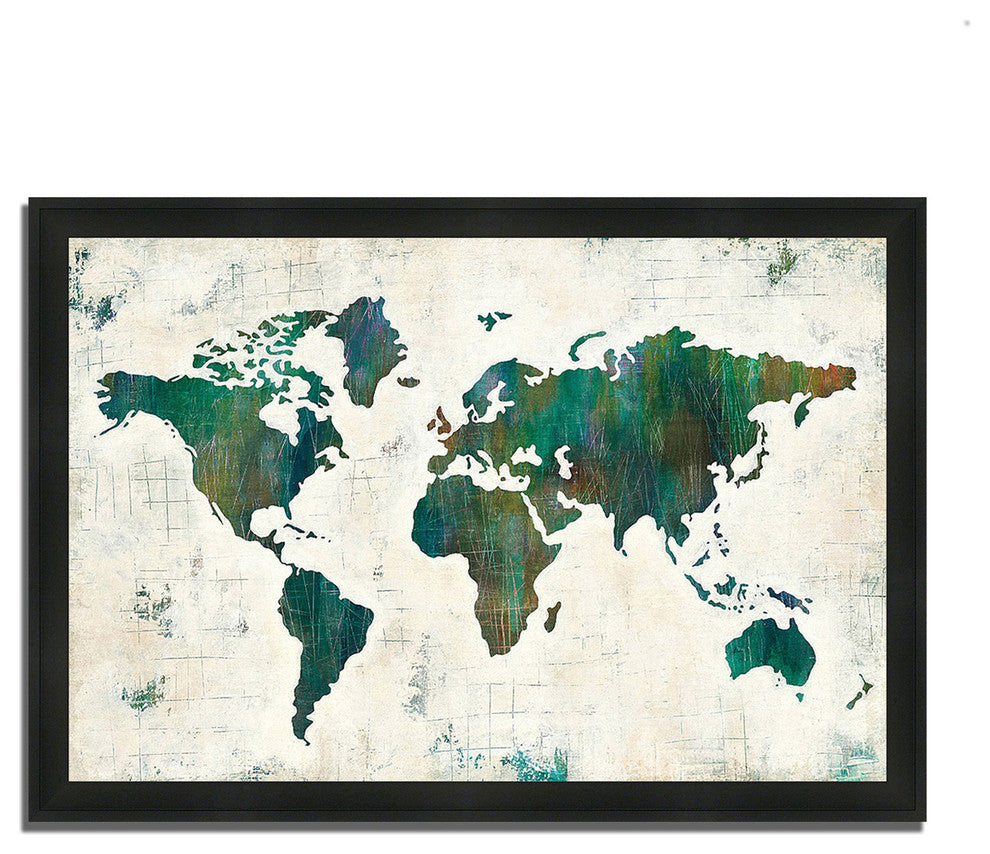 "Discover The World" By Melissa Averinos, Framed Painting Print, Ready To Hang