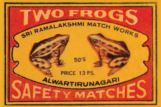 Two Frogs Safety Matches- Gallery Wrapped Canvas Art 28" x 42"
