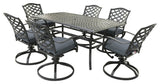 Fletcher Aluminum 7-Piece Dining Set, Espresso Brown/Cast Slate