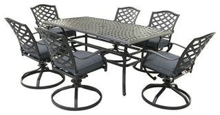 Fletcher Aluminum 7-Piece Dining Set, Espresso Brown/Cast Slate