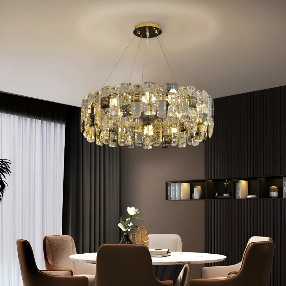 Zambrone | Luxury Round Crystal Chandelier for Living Room, 8bulbs