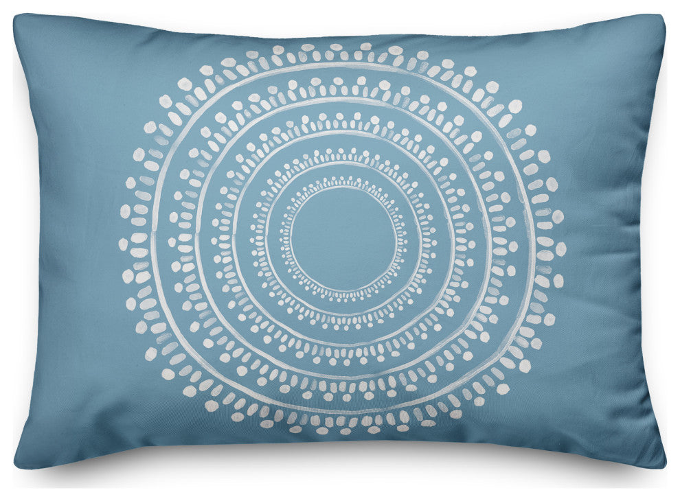 Centered Blue Boho Circle 20x14 Spun Poly Pillow