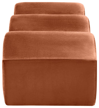 Wave Upholstered Bench, Cognac, Velvet