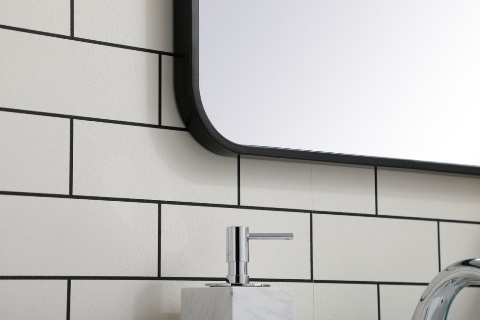Ellis Soft Corner Metal Rectangular Mirror, Black, 22"x30"
