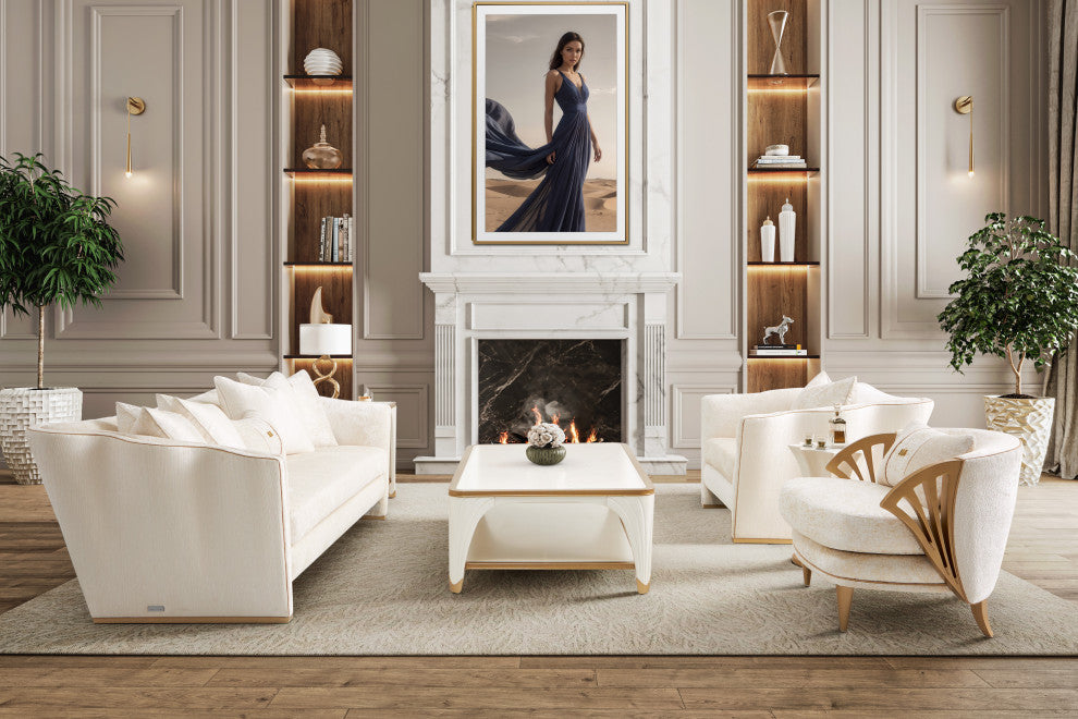 La Terrazza Rectangular Cocktail Table, Creamy Pearl