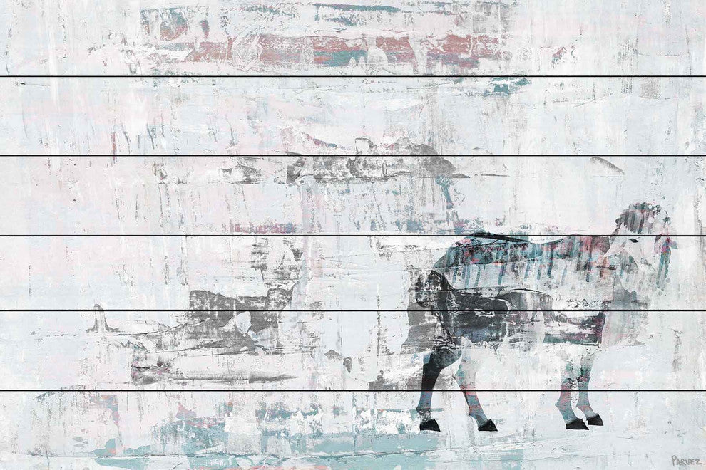 "Snow Ram" Painting Print on White Wood, 18"x12"