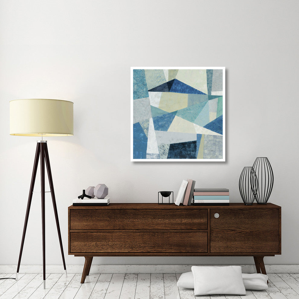 "Indigo Geo Metric Soft" Digital Paper Print by Silvia Vassileva, 38"x38"