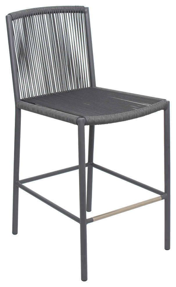 Stockholm Counter Side Chair, Set of 2, Dark Gray Frame, Dark Pebble Weave