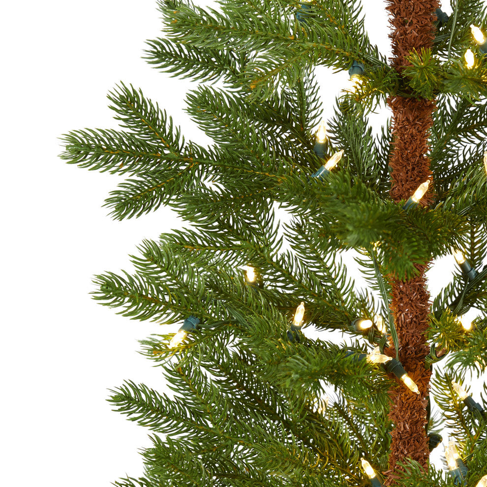 5' Fairbanks Fir Faux Xmas Tree W/Warm, Multifunction Lights & Bendable Branches