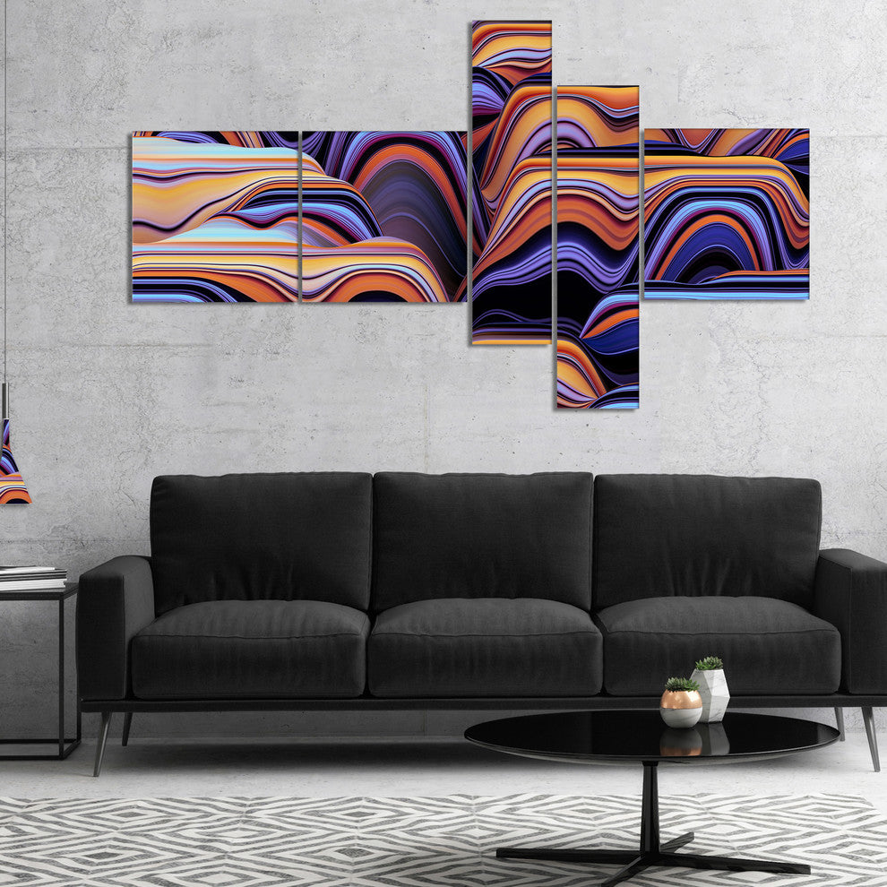 Abstract Mountains 3D Texture, Abstract Canvas Art Print, 60"x32", 5 panels