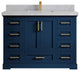 Boston 48 Single Sink Bath Vanity in Navy Blue 2" Pearl Gray