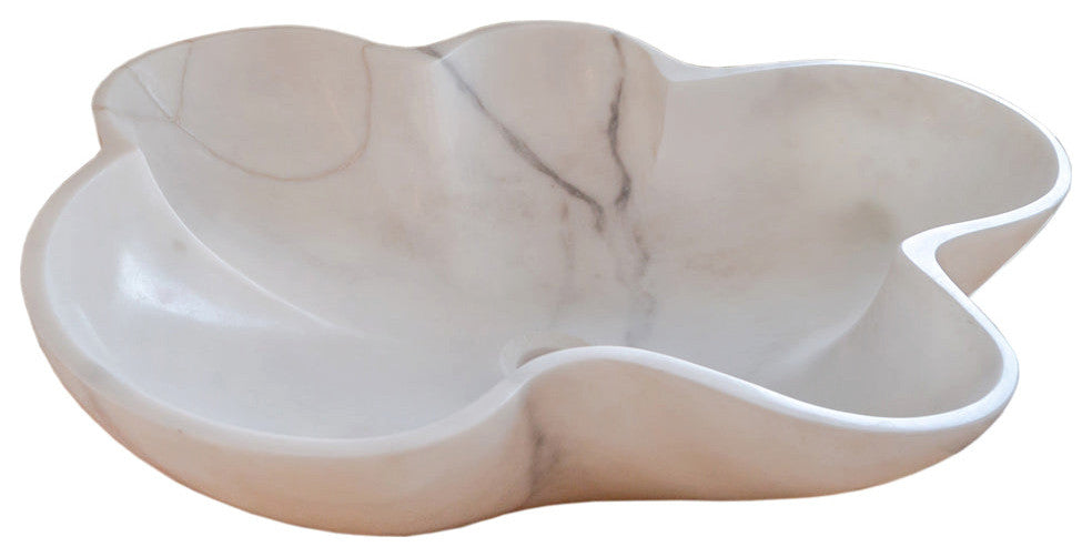 Carrara White Marble Above Counter Artistic Vessel Sink (W)24.5" (L)18" (H)6"