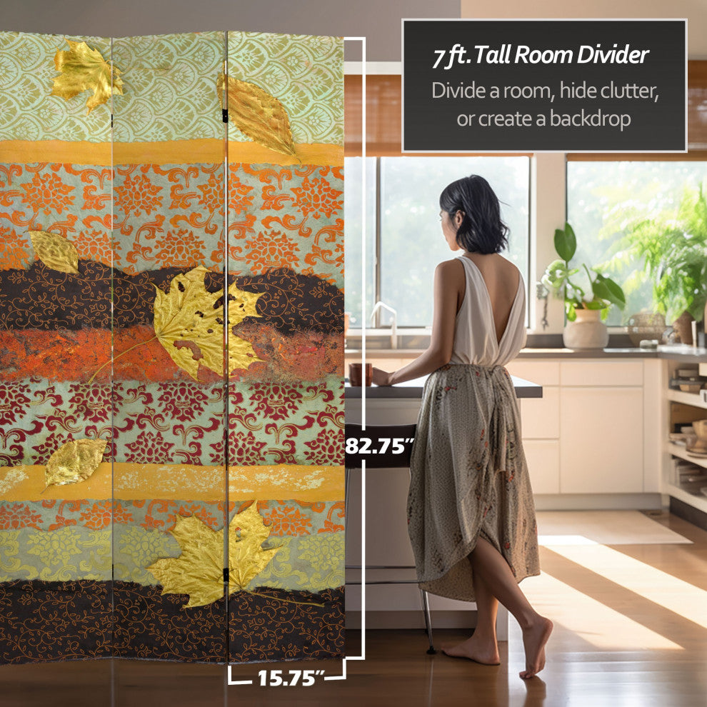 7' Tall Double Sided October Gold Canvas Room Divider