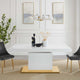 Dining Table, Rectangular, Wood, Metal, White Gold, Modern, Bistro Restaurant