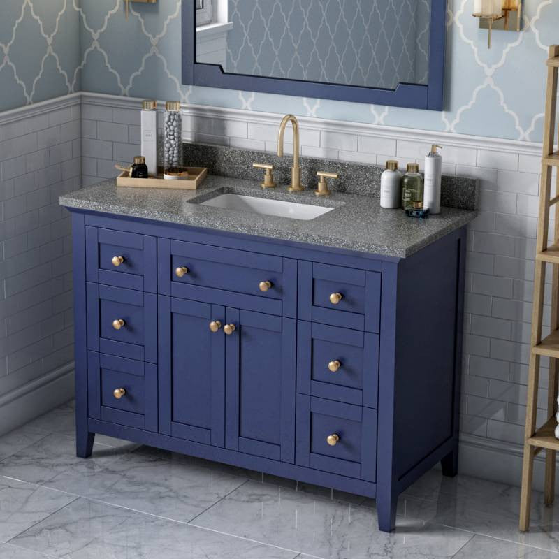 Chatham Traditional 48" Hale Blue Single Sink Vanity, Boulder Cultured Marble Va