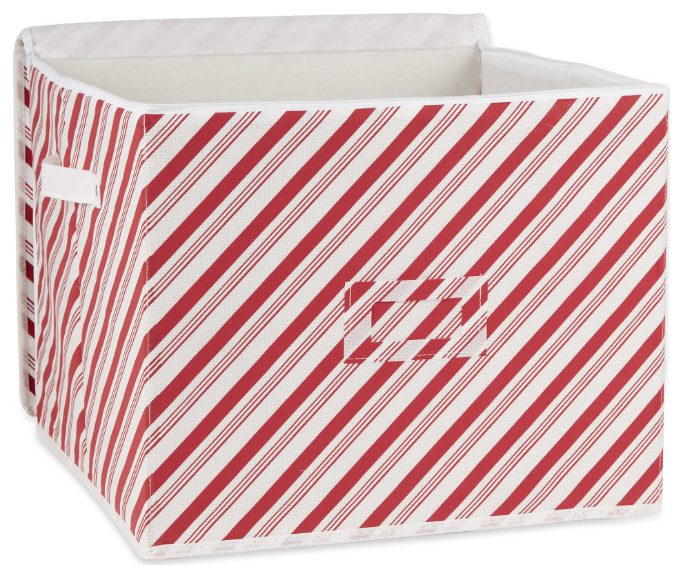 DII Holiday Candy Stripe Print Ornament Storage, Large