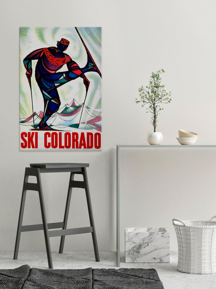 "Ski Colorado" Painting Print on Wrapped Canvas, 12"x18"