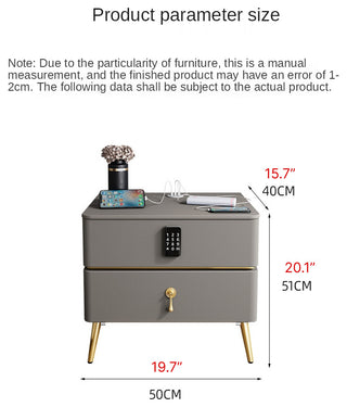 Modern Italian Bedside Table Made of Solid Wood, Gray Blue