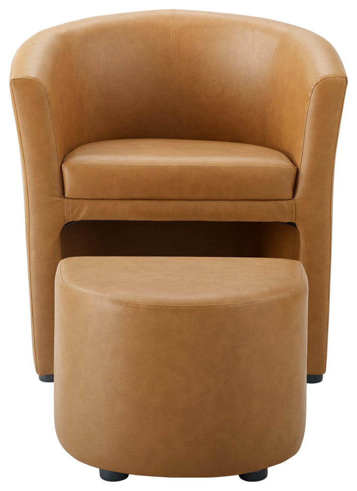 Tan Divulge Armchair and Ottoman