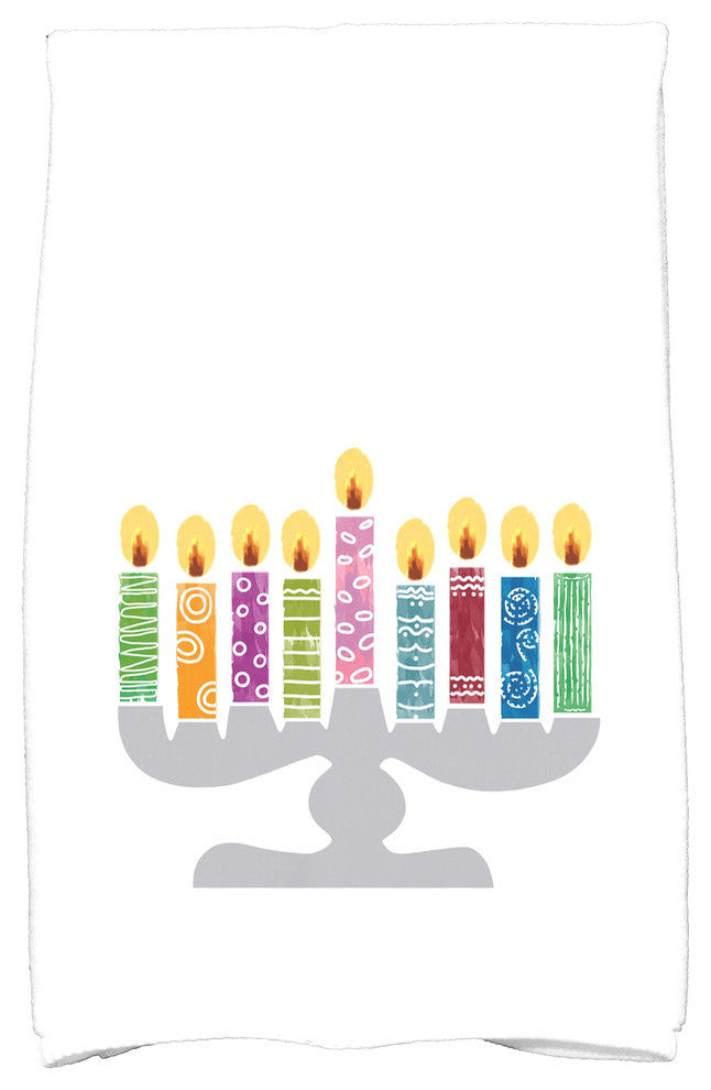 Festival of Lights Holiday Geometric Print Kitchen Towel, White