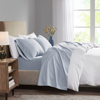 Madison Park Microcell 3M Scotchgard Moisture Treatment Sheet Set, Blue, Queen