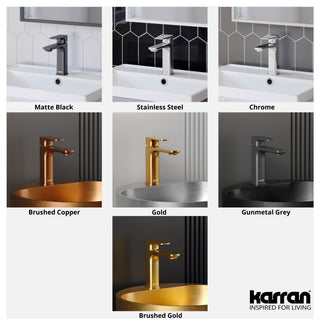 Karran 1-Handle 1-Hole Bathroom Faucet With Pop-up Drain, Brushed Copper