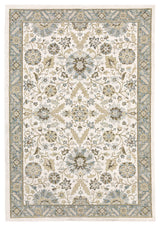 Adeline Vintage Borders Stone and Ivory Area Rug, 5'3"x7'3"