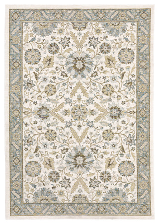 Adeline Vintage Borders Stone and Ivory Area Rug, 5'3"x7'3"