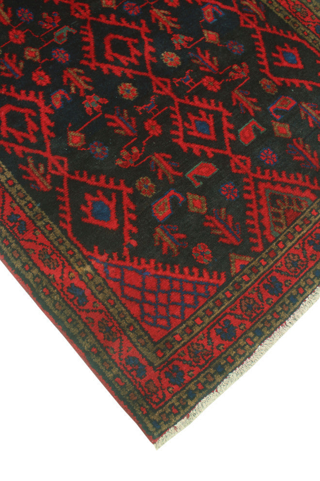 Fine Vintage Distressed Brantson Charcoal/Red Runner, 3'10x9'2