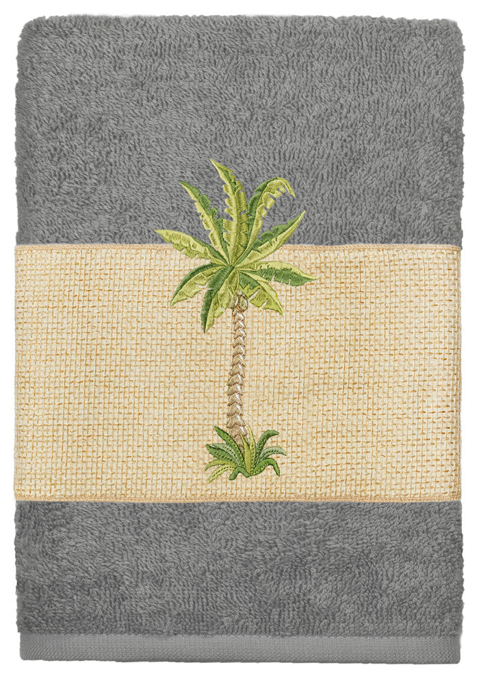 Colton Embellished Washcloth, Dark Gray