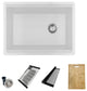 Stylish 28" Dual Mount Single Bowl White Granite Kitchen Sink