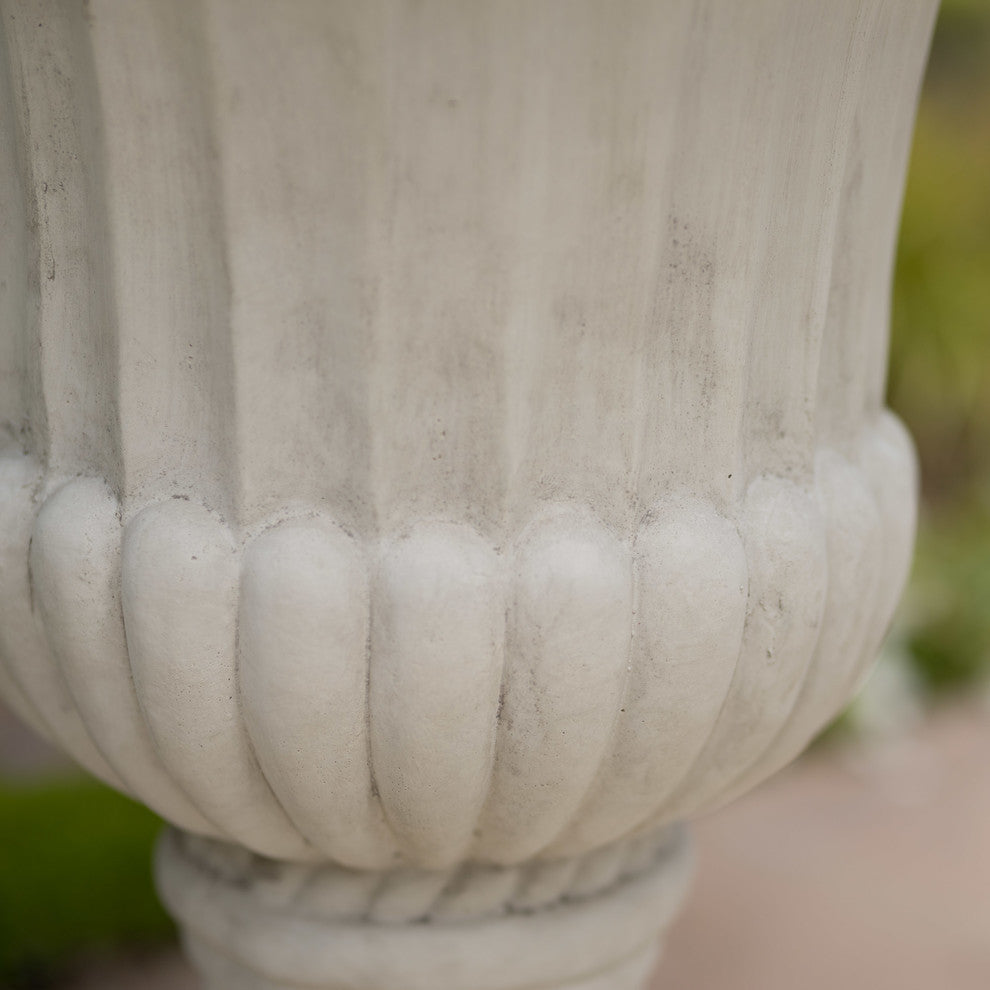 GDF Studio Napoli 26" Antique Stone Planter, White