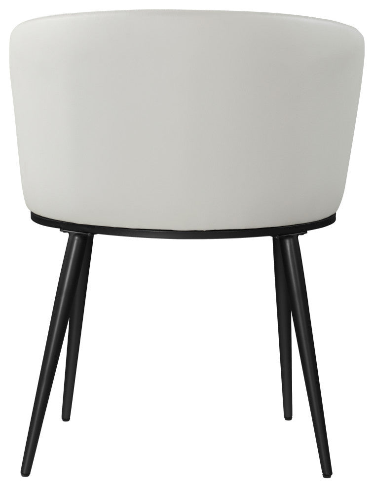 Skylar Dining Chair, Set of 2, White Faux Leather, Matte Black Iron Legs