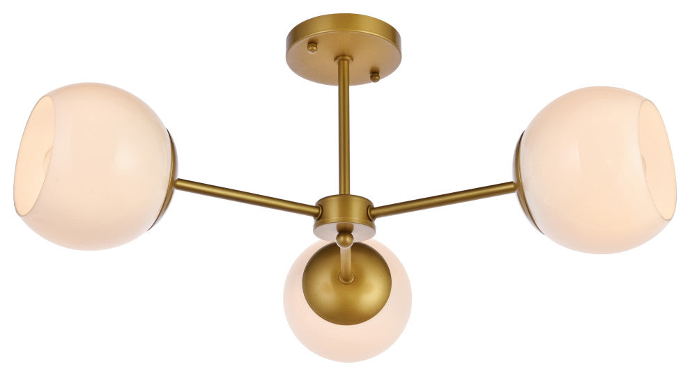 Brooke 26" Flush Mount, Brass With White Shade