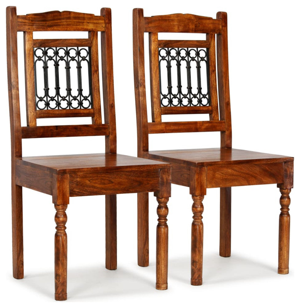 vidaXL Dining Chairs 2 pcs Solid Wood With Sheesham Finish Classic
