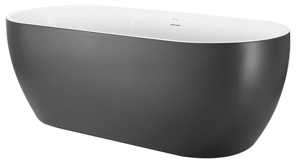 65" Acrylic Roll-Top Flatbottom Non-Whirlpool Bathtub, Gray
