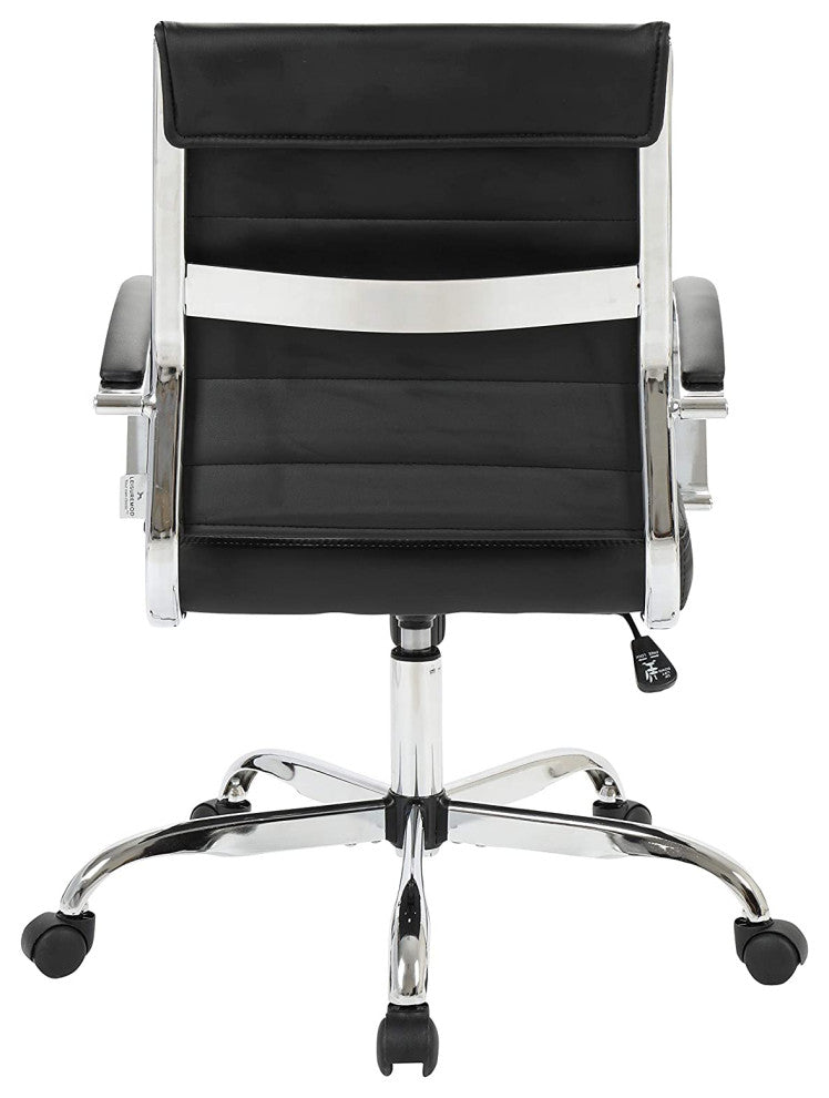 LeisureMod Benmar Leather Office Chair Black