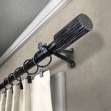 Cedar 3/4" Curtain Rod 28-48", Black, Black, 28-48"