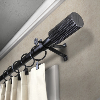 Cedar 3/4" Curtain Rod 28-48", Black, Black, 28-48"