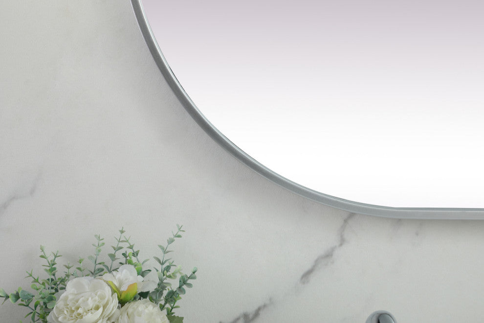 Home Living Metal Frame Oval Mirror 24x60 Inch, Silver