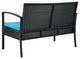 Teaset 4 Piece Black Wicker Outdoor Patio Conversation Set with Blue Cushions