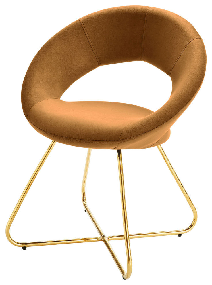Dining Chair, Set of 2, Gold Brown, Velvet, Modern, Cafe Bistro Hospitality