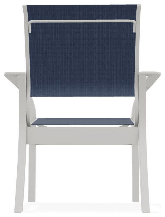 Leeward Sling Stackable Outdoor Dining Chair, Mavi/Snow