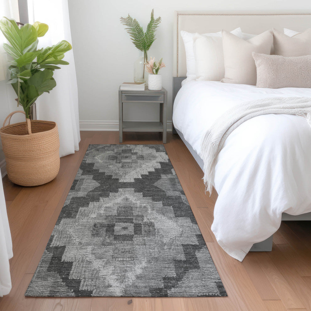 Machine Washable Indoor/Outdoor Chantille ACN1894 Gray 2'3" x 7'6" Runner Rug