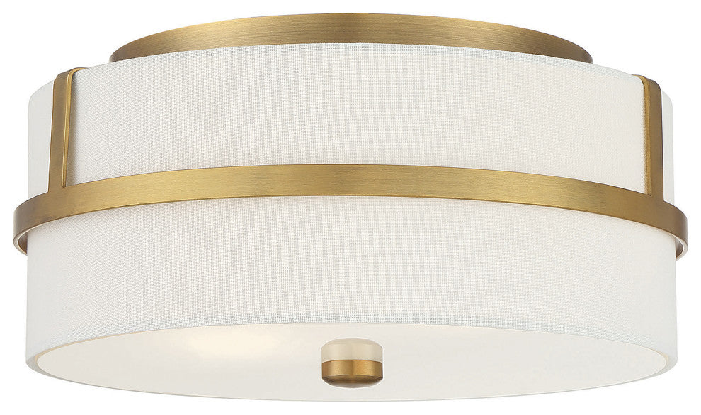 2-Light Ceiling Light, Matte Black, Natural Brass