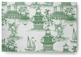 China Old Oriental Chenille Area Rug, Green, 4'x6'