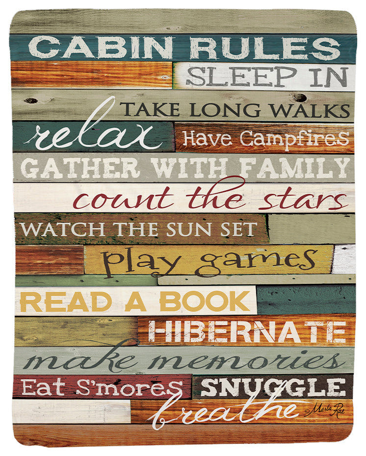 Laural Home Cabin Rules Sherpa Throw Blanket