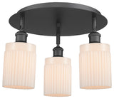 Hadley-3 Light 16" Flush Mount-Matte Black, Matte White Glass Shade
